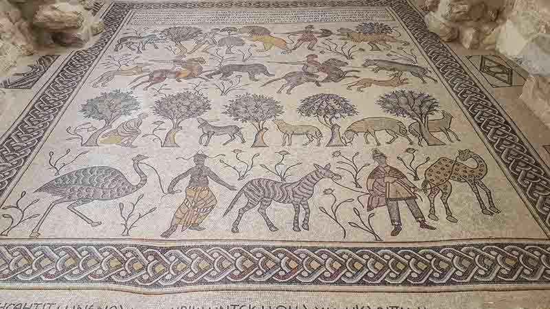 286 - Jordania - monte Nebo - basilica de Moises - interior - mosaico bizantino